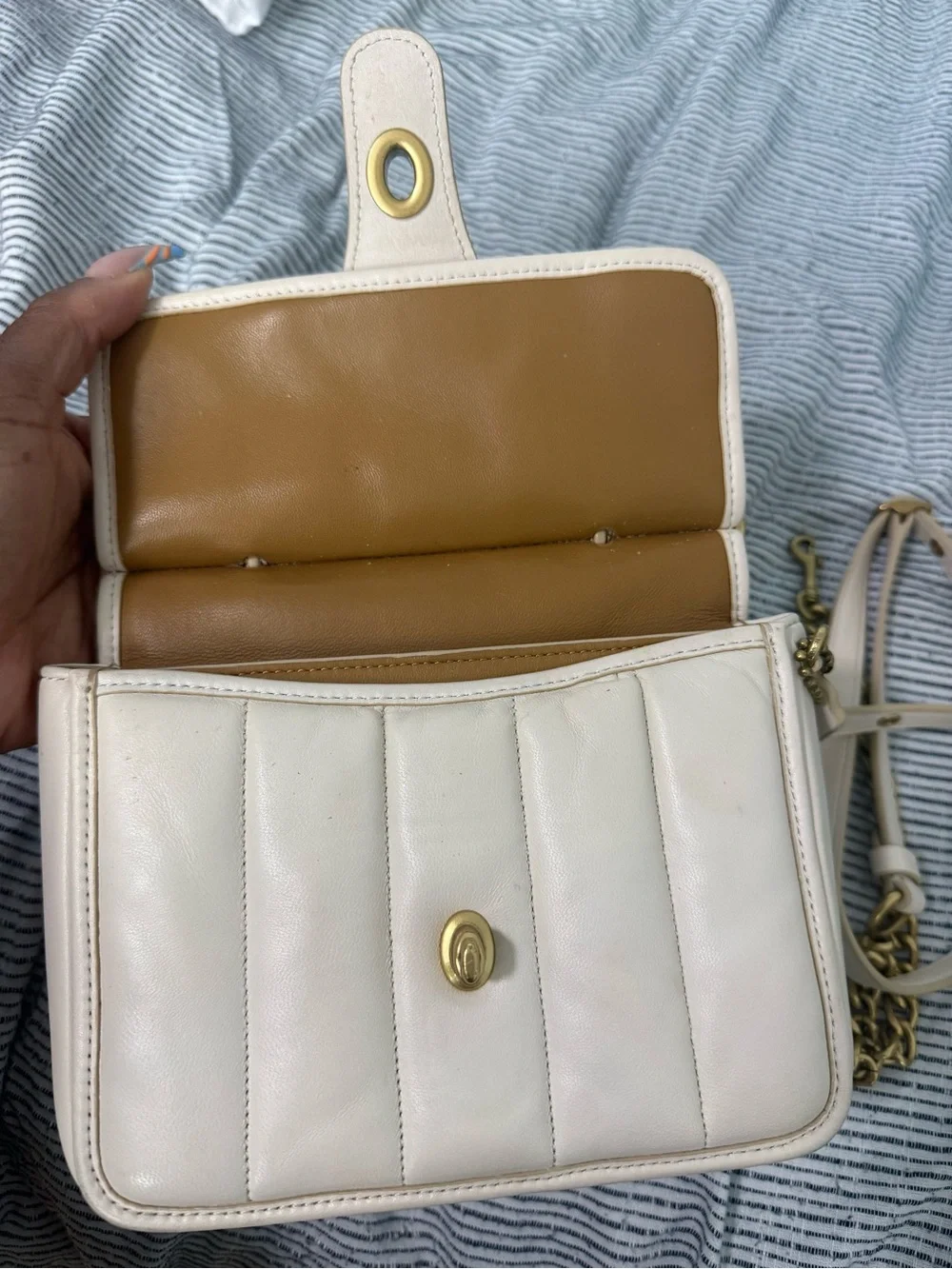 Coach Cream Quilted Leather Top-Handle Bag
